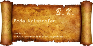 Boda Krisztofer névjegykártya